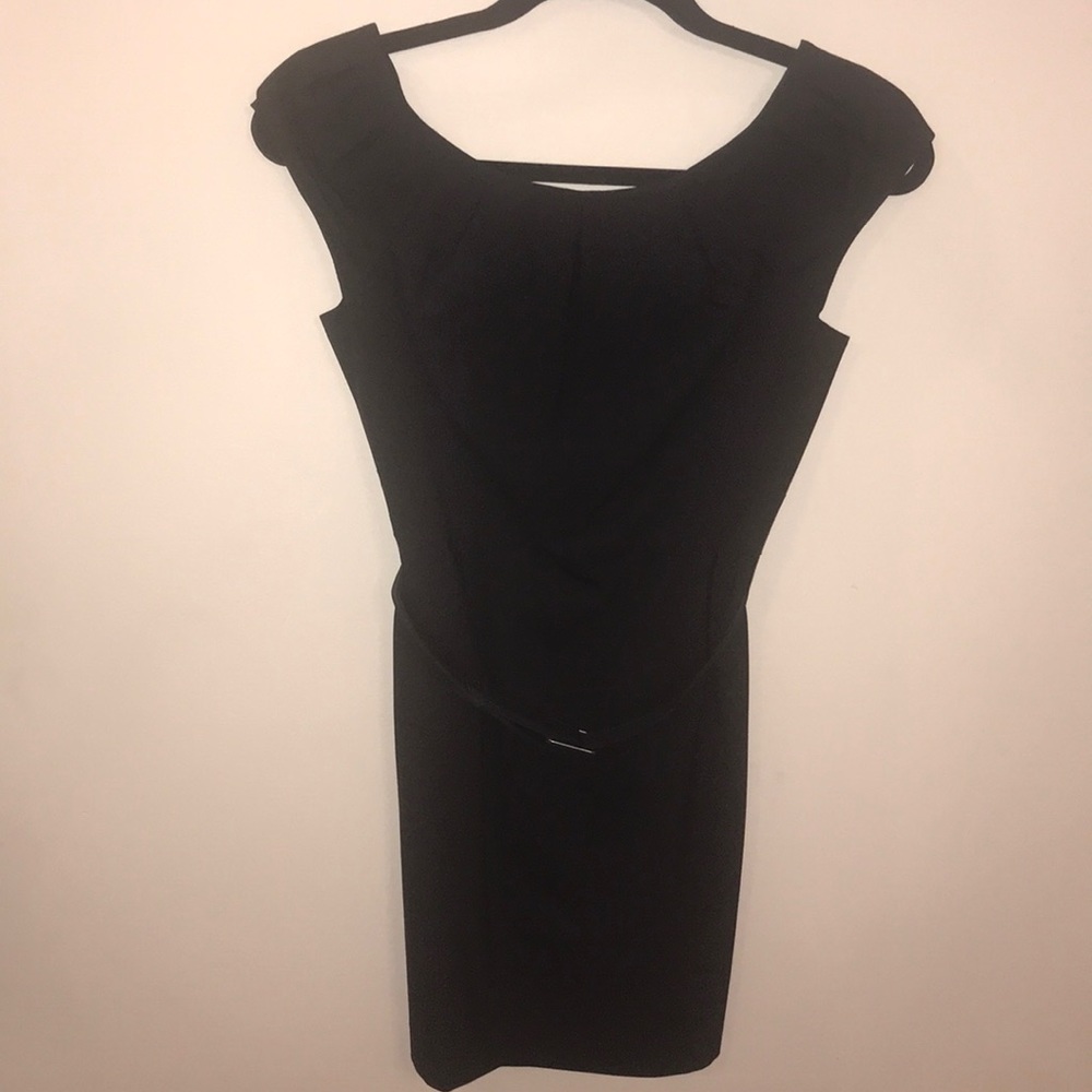 Black fitted dress with belt
